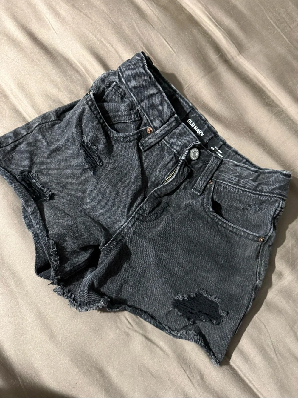 Old Navy Black Distressed Denim Jean Shorts